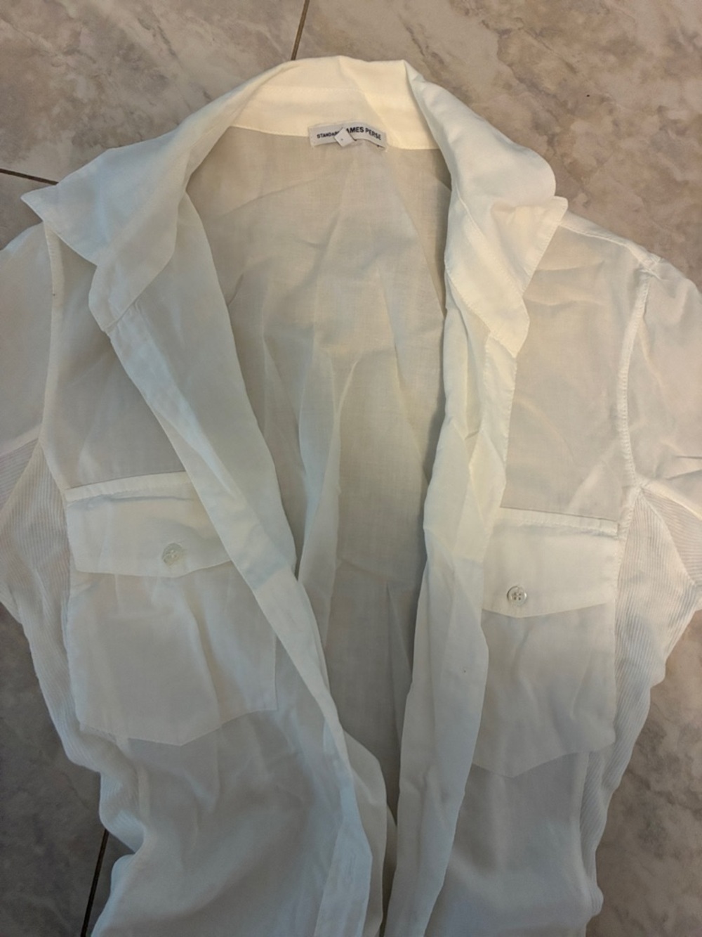 James Perse Sheer White Button-Down Shirt - Picture 1 of 1
